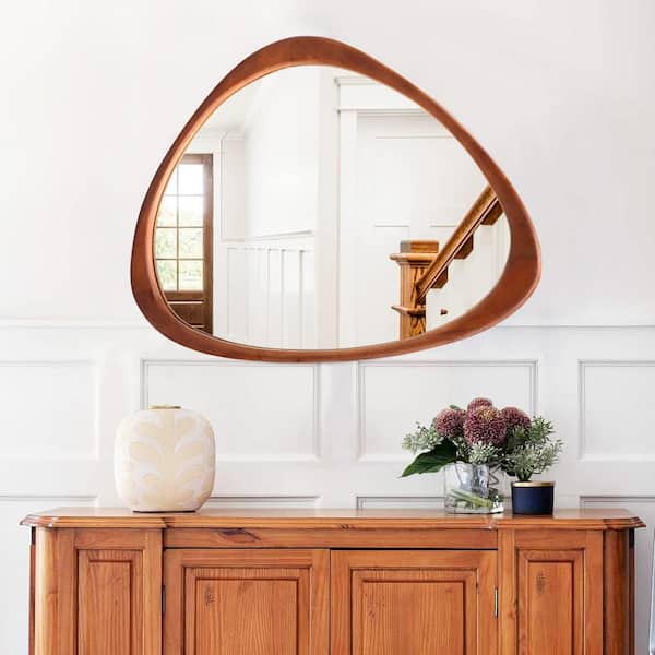 Sxiawe 19 in. W x 24 in. H Small Irregular Natural Wood Frame Wall