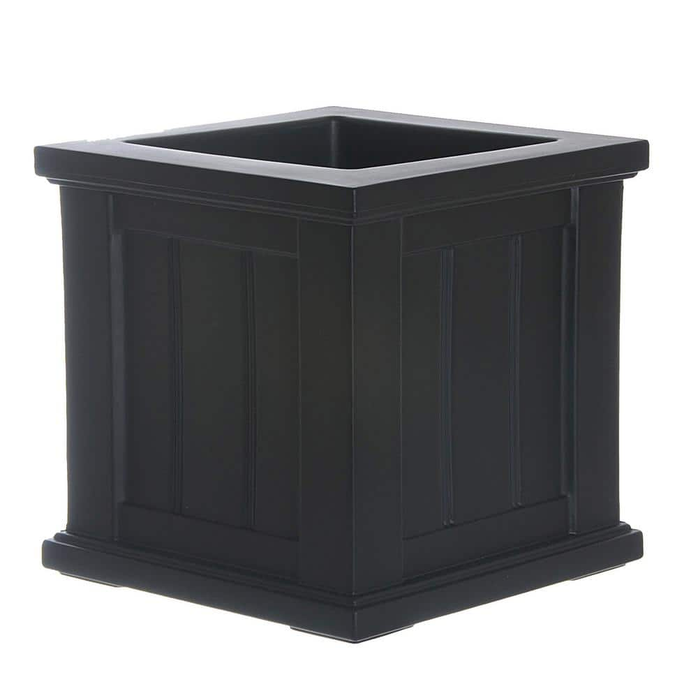 Mayne Cape Cod 14 in. Square Self-Watering Black Polyethylene