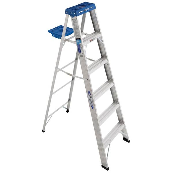 WERNER 6 ft. Aluminum Step Ladder with 250 lb. Load Capacity Type I Duty Rating