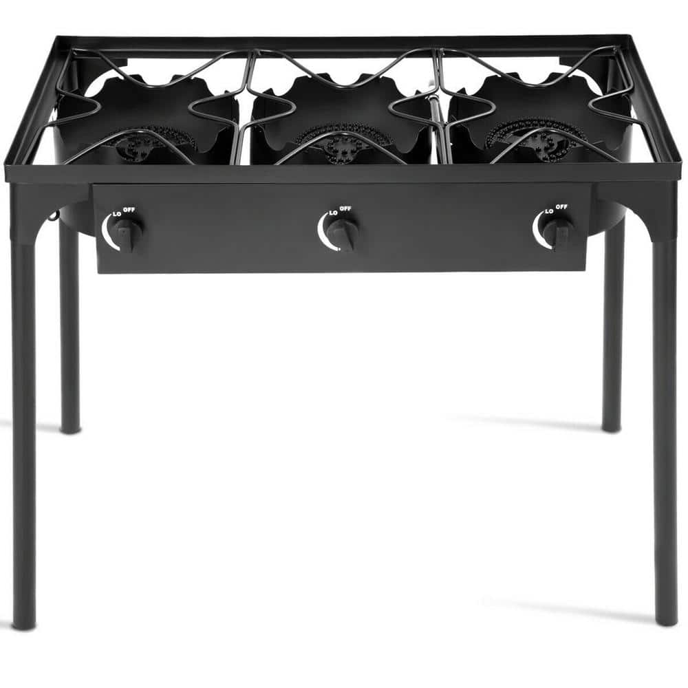 Goplus 225,000 BTU 3-Burner Portable Propane Gas Cooker Outdoor Camp BBQ Stove