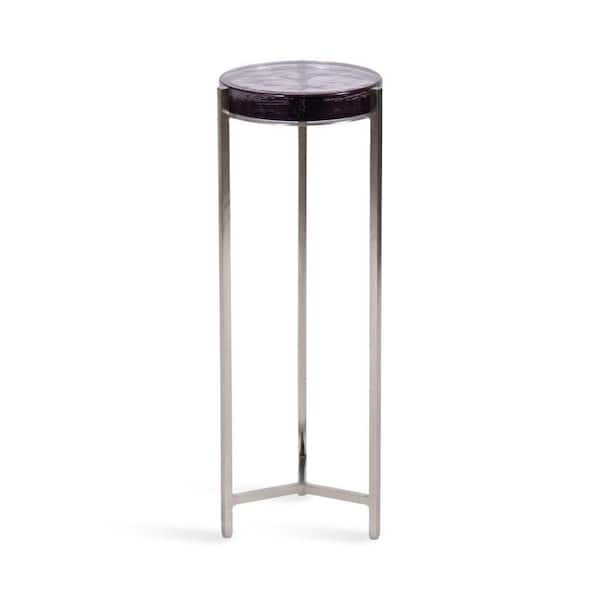 Kate and Laurel Aguilar 9 in. Silver Round Metal End Table