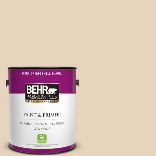 BEHR PREMIUM PLUS 1 gal. #ICC-21 Baked Scone Eggshell Enamel Low Odor Interior Paint & Primer