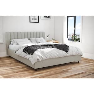 Brittany Light Gray Linen Queen Upholstered Bed
