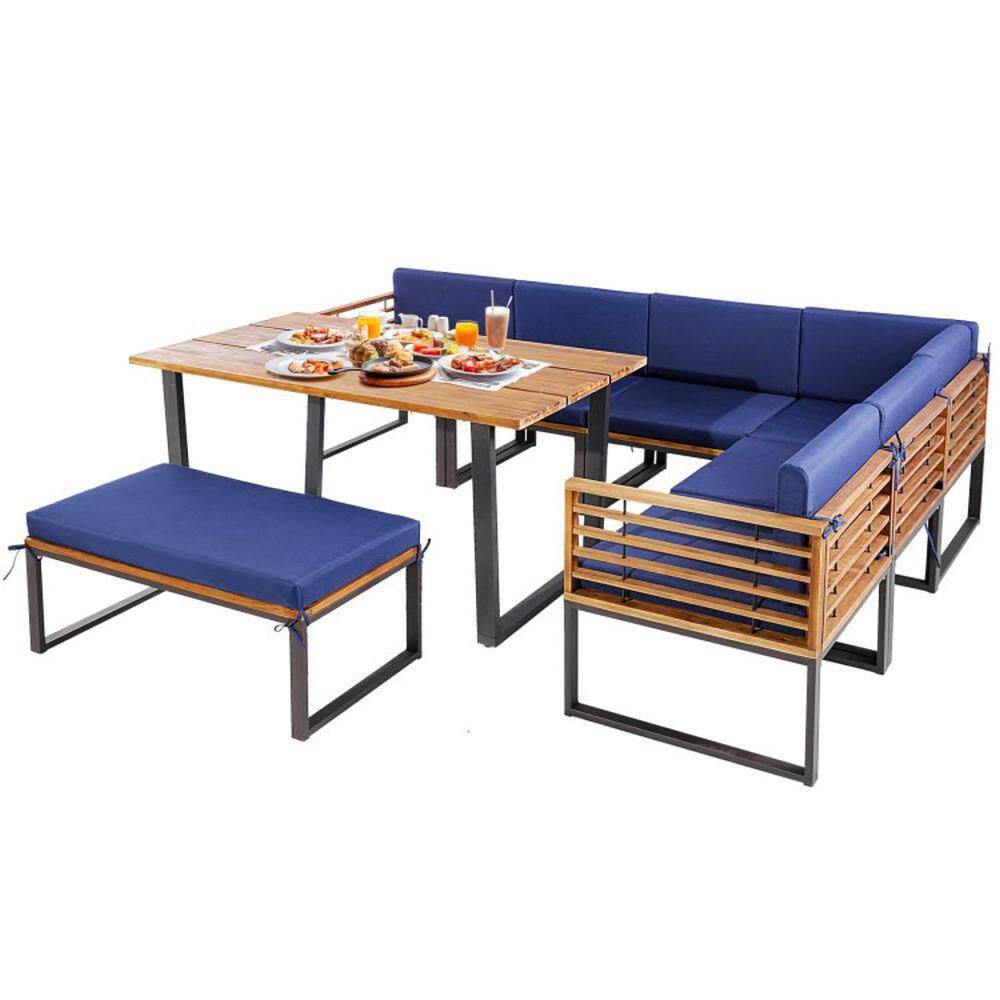 8-Piece Metal Patio Conversation Set with Navy Blue Cushions price history on PriceWatchPro