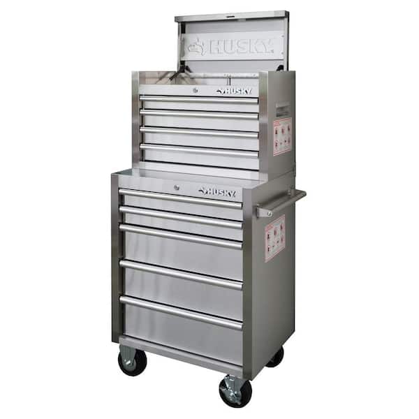 Husky 26 in. 9-Drawer Stainless Steel Tool Chest and Cabinet Set