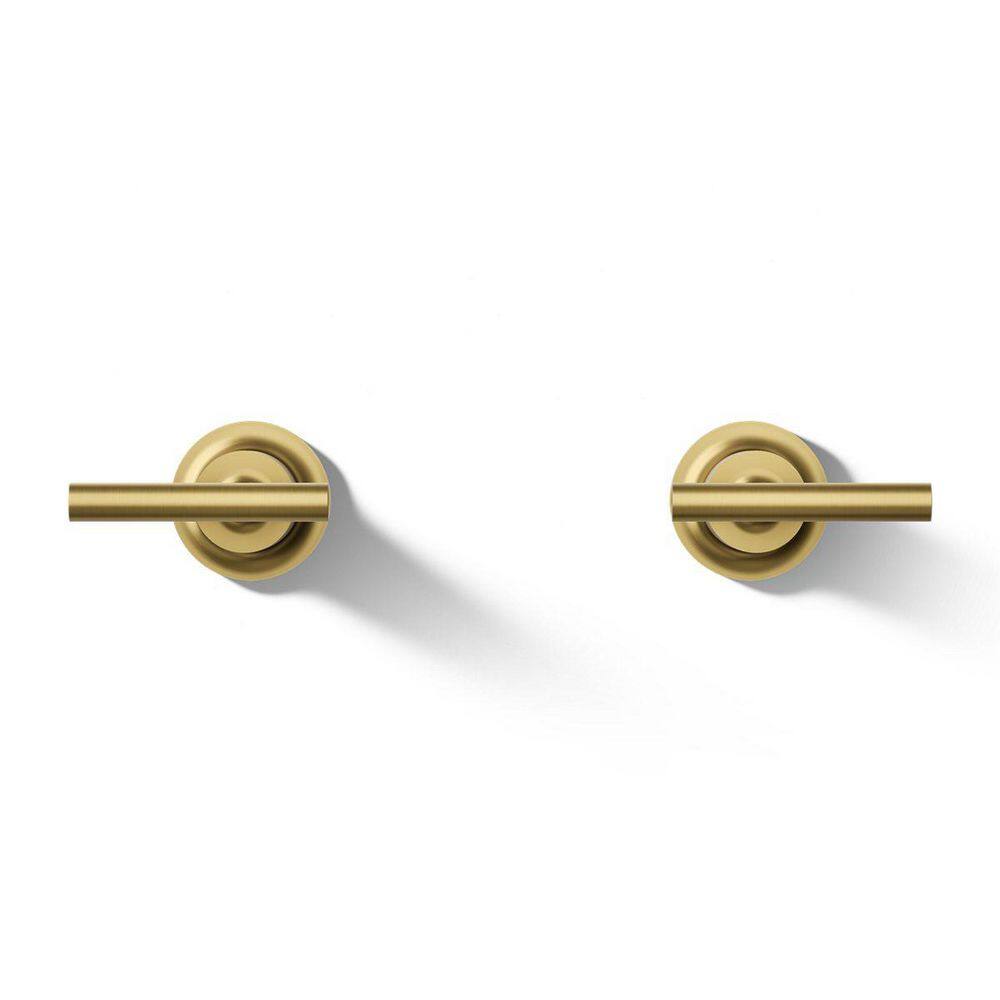 Elegant Vibrant Brushed Moderne Brass Wall-Mount Tub Faucet Lever Handles