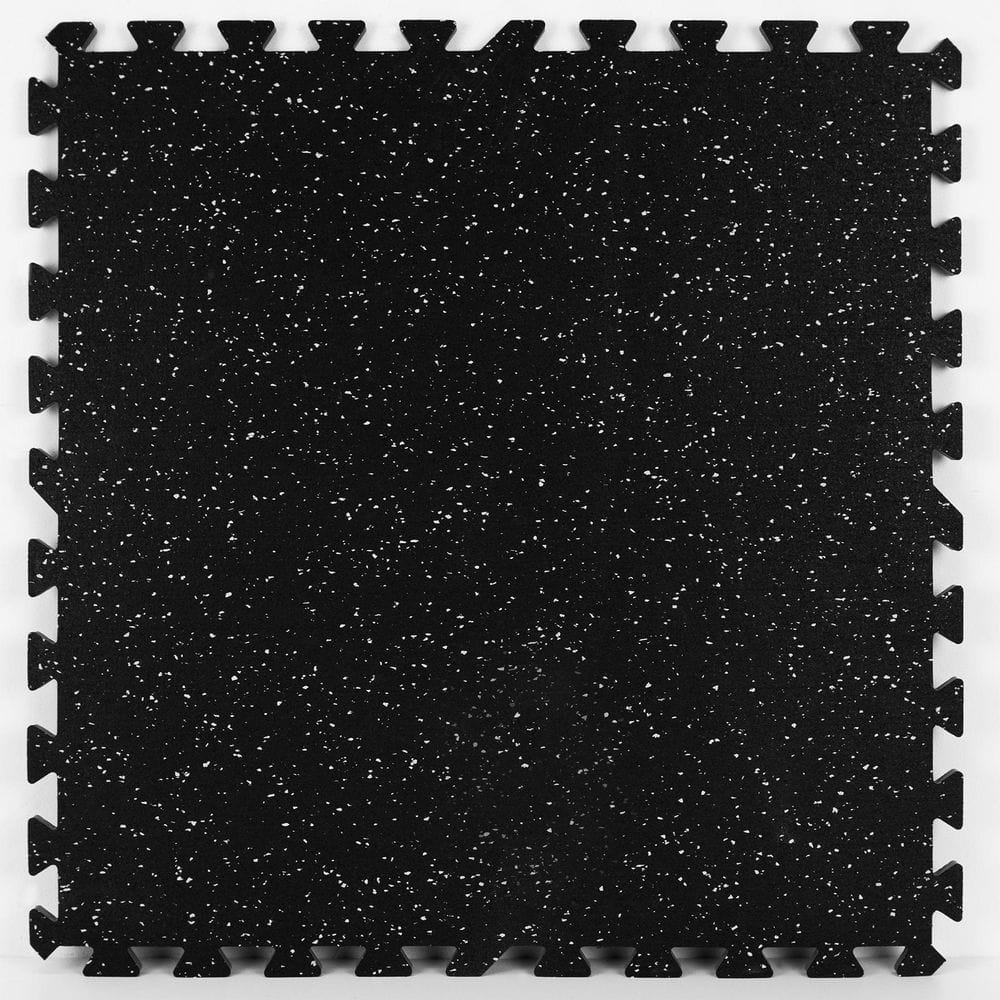 FloorPops Basalt Black 24 in. W x 24 in. L x 0.47 in. Thick Rubber Interlocking Exercise Floor Tiles (4 tiles/case)