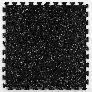 Basalt Black 24 in. W x 24 in. L x 0.47 in. Thick Rubber Interlocking Exercise Floor Tiles (4 tiles/case)