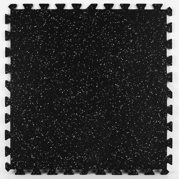 FloorPops Basalt Black 24 in. W x 24 in. L x 0.47 in. Thick Rubber Interlocking Exercise Floor Tiles 4 tiles case FPR4267 The Home Depot