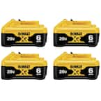 DEWALT 20V MAX XR Premium Lithium Ion 6.0Ah Battery 4 Pack