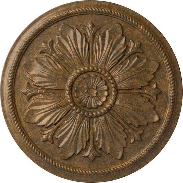 Ekena Millwork 23-5/8 in. x 1-1/2 in. Kaya Urethane Ceiling Medallion (Fits Canopies upto 5-1/4 in.), Rubbed Bronze
