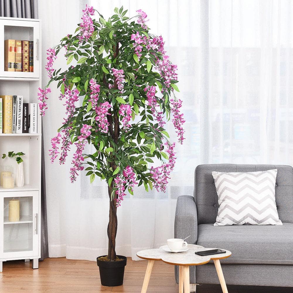 6-Foot Purple Silk Wisteria Tree with Black Plastic Pot