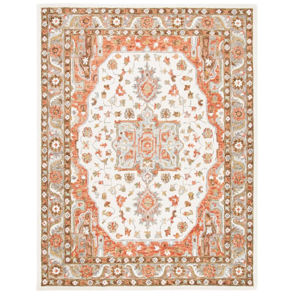 Elegant Ivory Wool Hand-Tufted Round Area Rug, 8' x 10'
