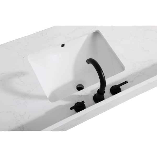 32 in. Single Sink Honey Brown Bath Vanity with White Engineered Marble Top and Backsplash