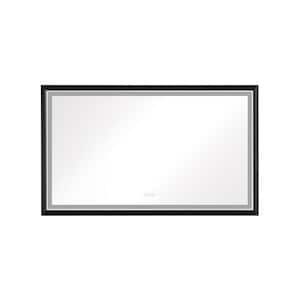 60 in. W x 36 in. H Oversized Rectangular Aluminium Framed Wall- Mounted Bathroom Vanity Mirror with LED Dimmable Light