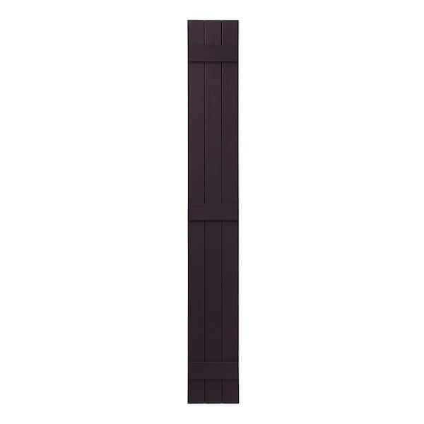Ply Gem 11 in. x 81 in. Polypropylene Plastic 3-Board Closed Board and Batten Shutters Pair in Dark Berry
