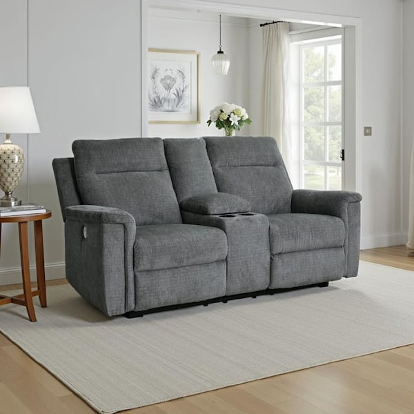 Jinu 75 in. Polyester 2-Seater Cushioned Loveseat in Gray