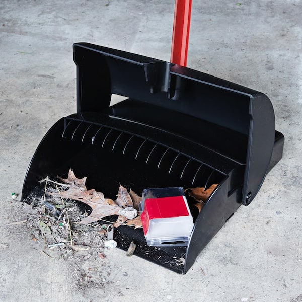 11 in. High Power Indoor/Outdoor Angle Broom with Steel Handle and Lobby Dustpan with Closed Lid Combo Set