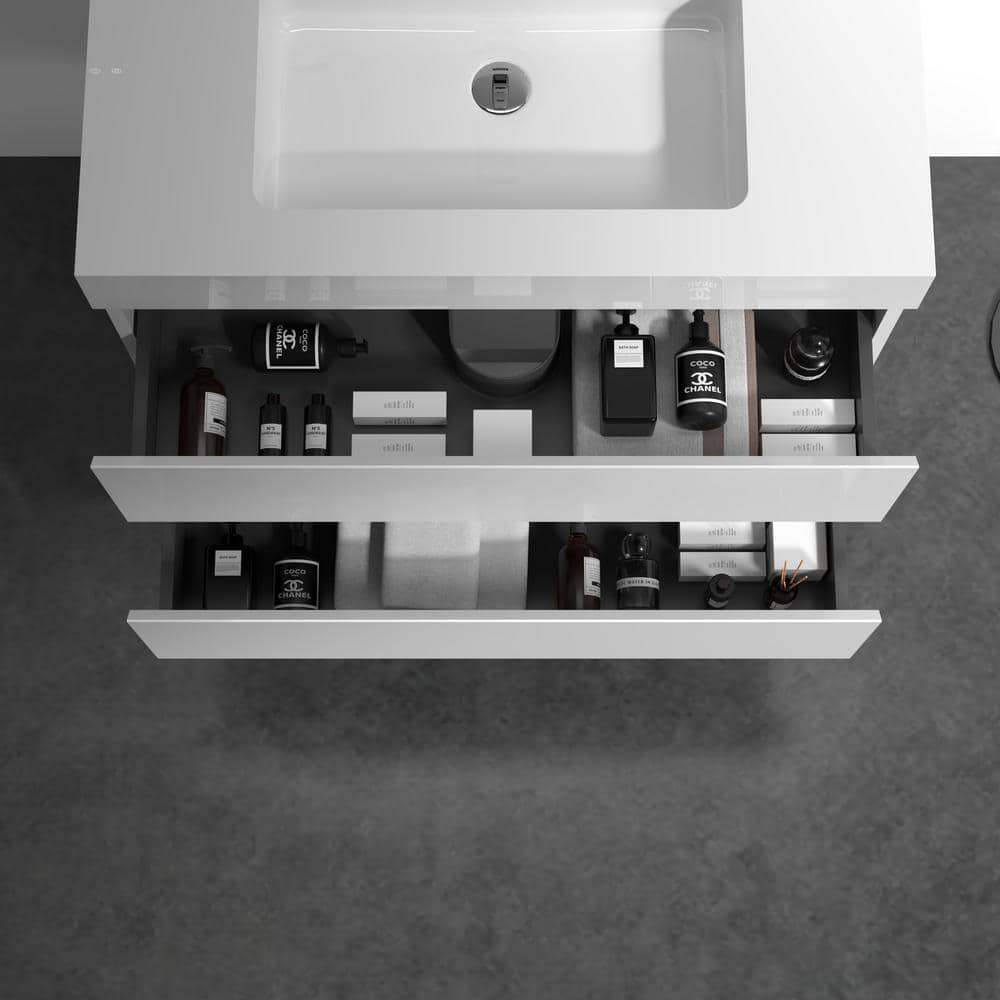 Alice 24" White MDF Floating Bathroom Vanity with Sink