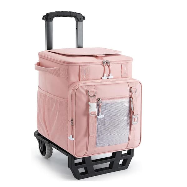 32 qt. 30L Rolling Cooler with 16Hrs Ice Retention Retractable Handle All-Terrain Tires Waterproof Soft Cooler Bag