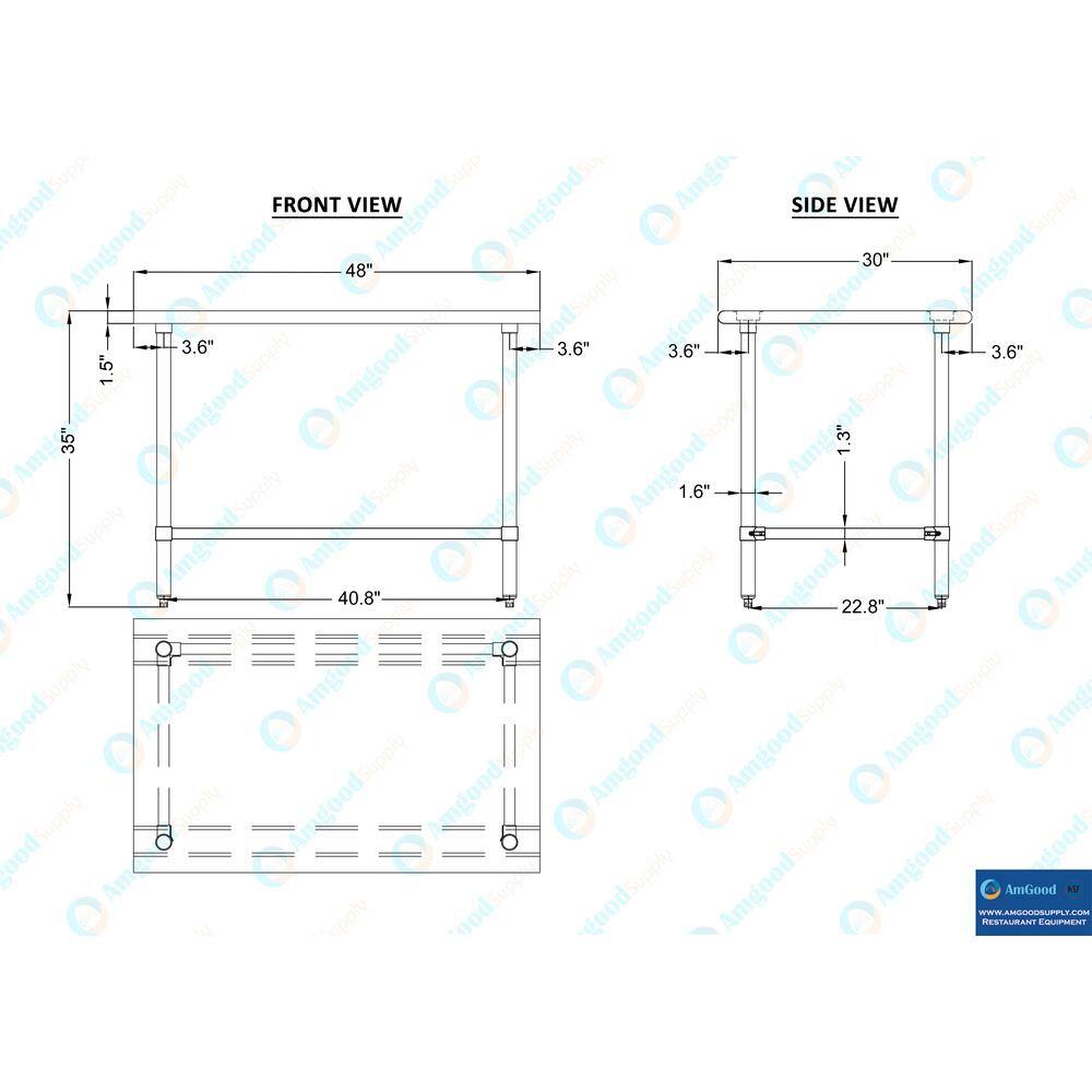 48" Stainless Steel Work Table with Galvanized Legs