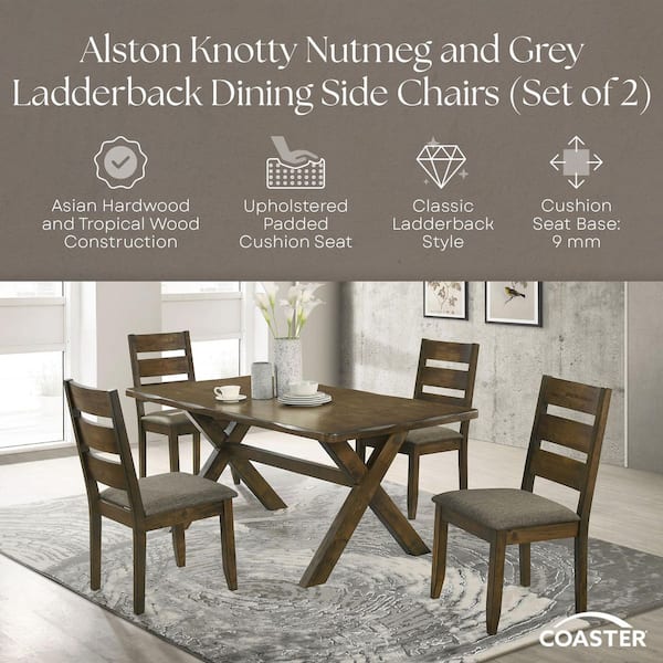 Alston Knotty Nutmeg and Grey Ladderback Dining Side Chairs (Set of 2)