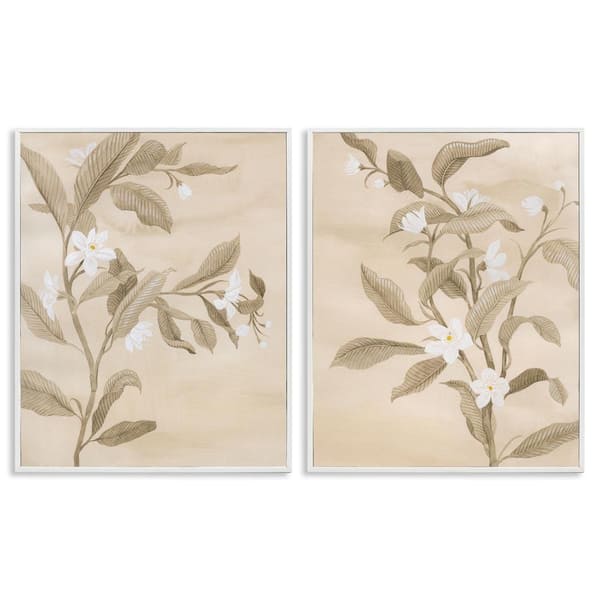White Daffodils Budding by Grace Popp 2 Pieces White Framed Nature Giclee Art Print 30 in. x 24 in.