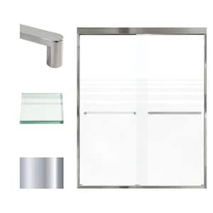 Frederick 59 in. W x 76 in. H Sliding Semi-Frameless Shower Door in Polished Chrome with Frosted Glass