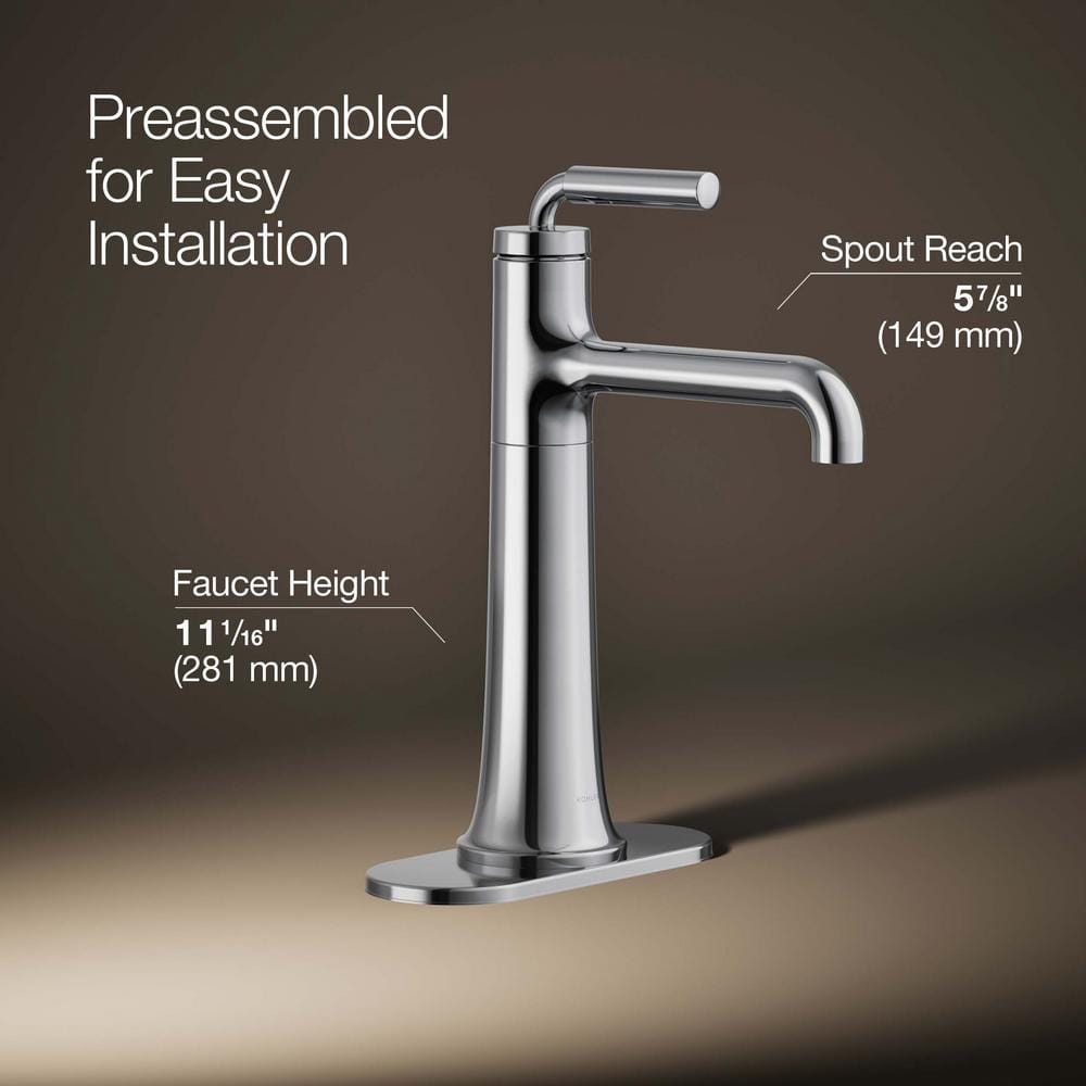 Polished Chrome Tall Single-Handle Bathroom Sink Faucet