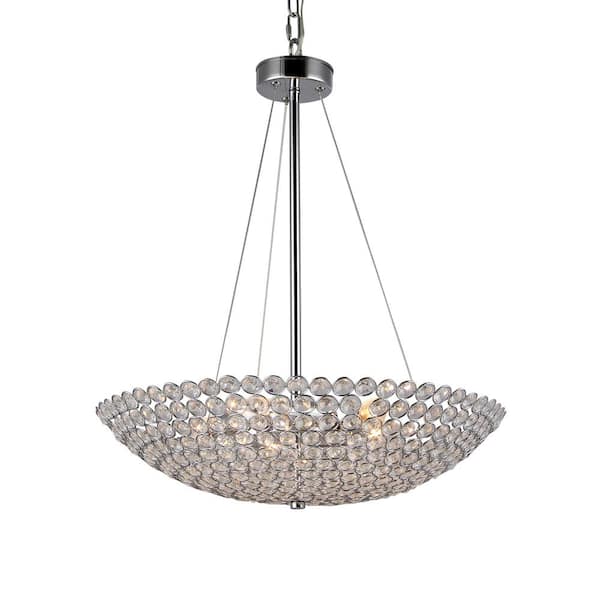 Warehouse of Tiffany Gydha 5-Light Chrome Crystal Bowl Pendant