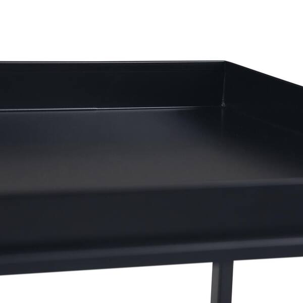 Simpli Home - Garner 17 in. Wide Square Modern Industrial Tray Top End Table in Black