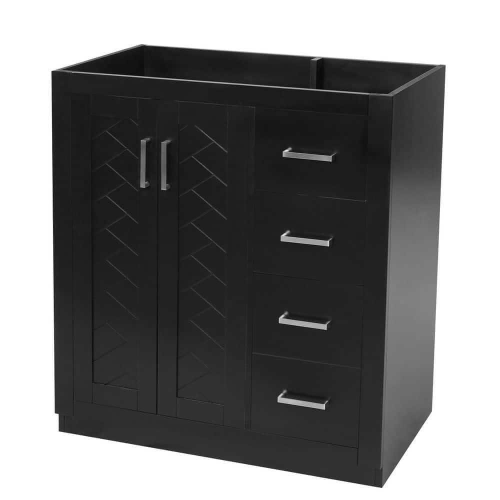 Darlen 29.5 in. W Modern Freestanding Bath Vanity Cabinet without Top in Black with 3 Drawers and Soft Closing Doors price history on PriceWatchPro