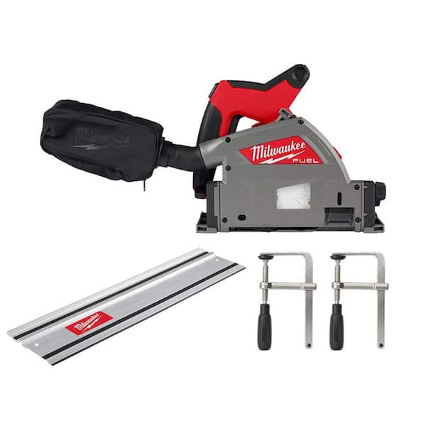 Milwaukee M18 FUEL 18V Li-Ion Cordless Brushless 6-1/2 in. Plunge Cut Track Saw with 31 in. Track Saw Guide Rail and Track Clamps
