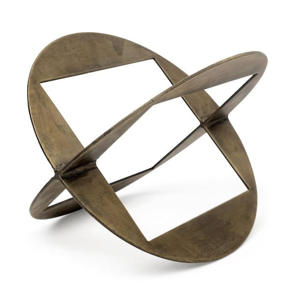 HomeRoots 9 in. Gold Gold Metal Geometric Decor Piece