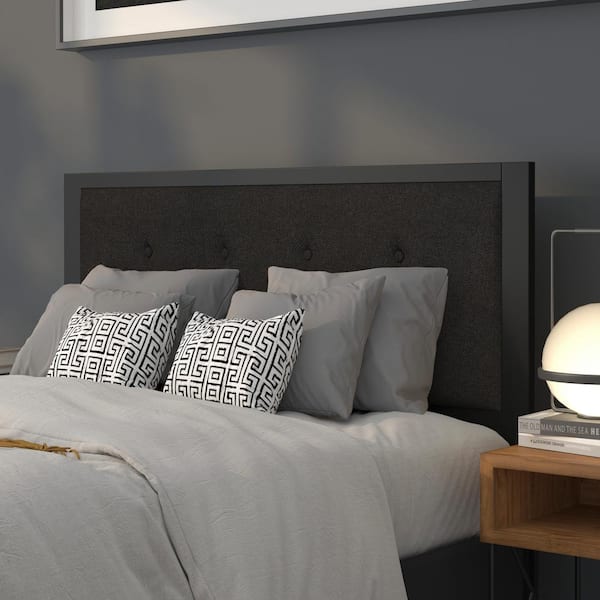 Carnegy Avenue Bristol Metal Tufted Upholstered Full Size Headboard in Black Fabric