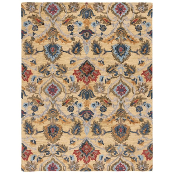 SAFAVIEH Blossom Gold/Multi 8 ft. x 10 ft. Geometric Floral Area Rug