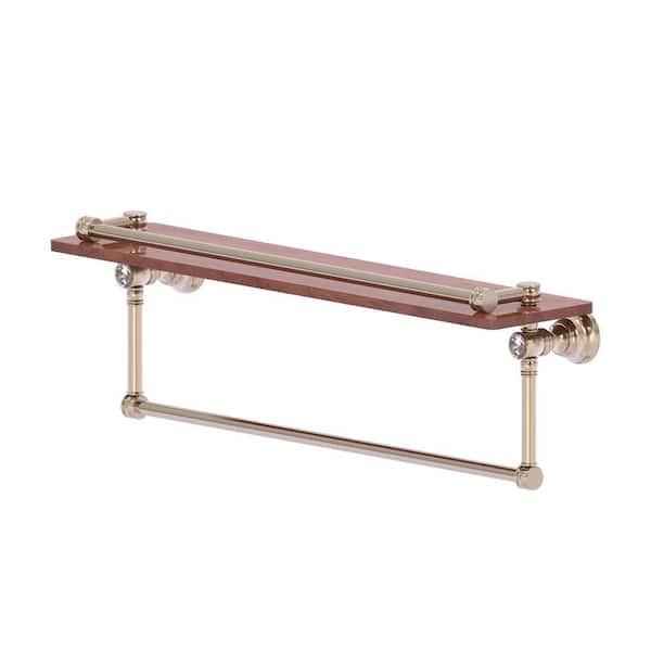 Allied Brass Carolina Crystal Collection 22 in. Gallery Wood Shelf with Towel Bar in Antique Pewter