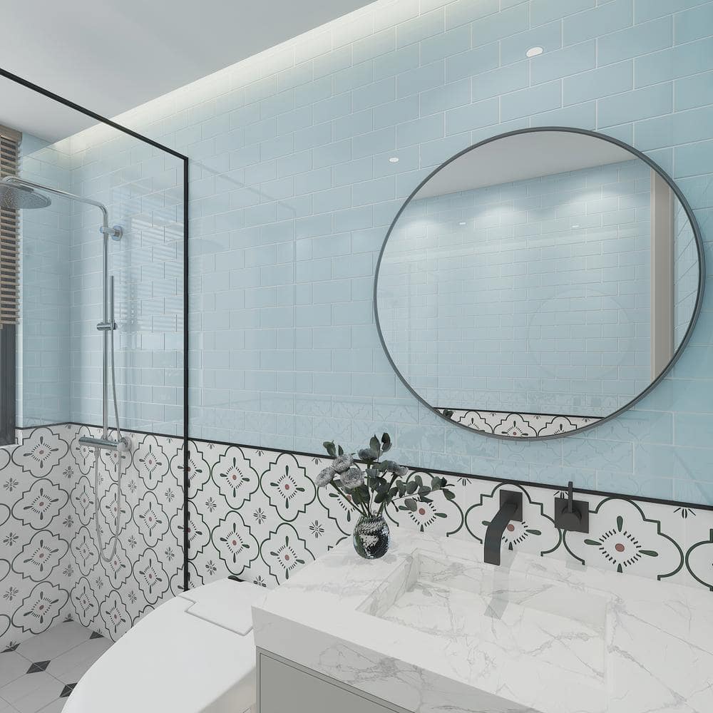Sky Blue Glass Subway Wall Tile 3" x 6"