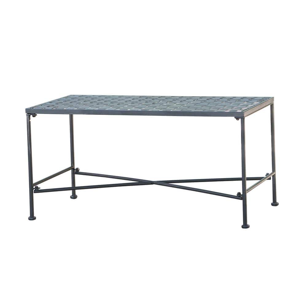 Noble House Petra Black Rectangle Metal Outdoor Coffee Table 8072 The