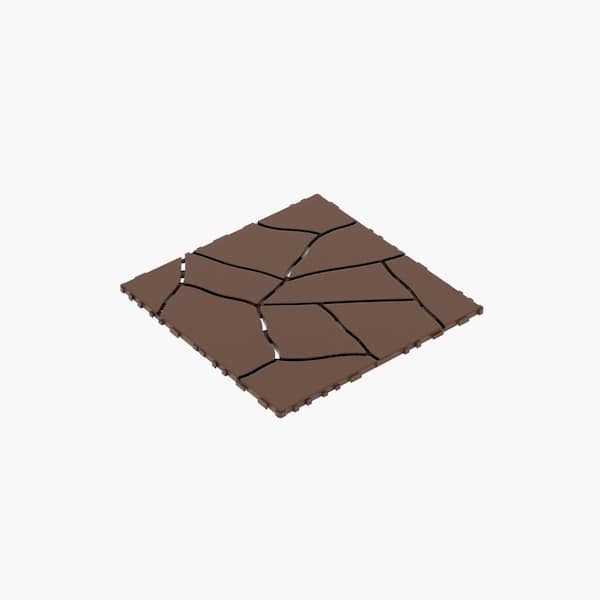 GOGEXX 12 in. W x 12 in. L Outdoor Imitation Stone Texture Plastic Interlocking Flooring Deck Tiles (Pack of 44 Tiles) in Brown