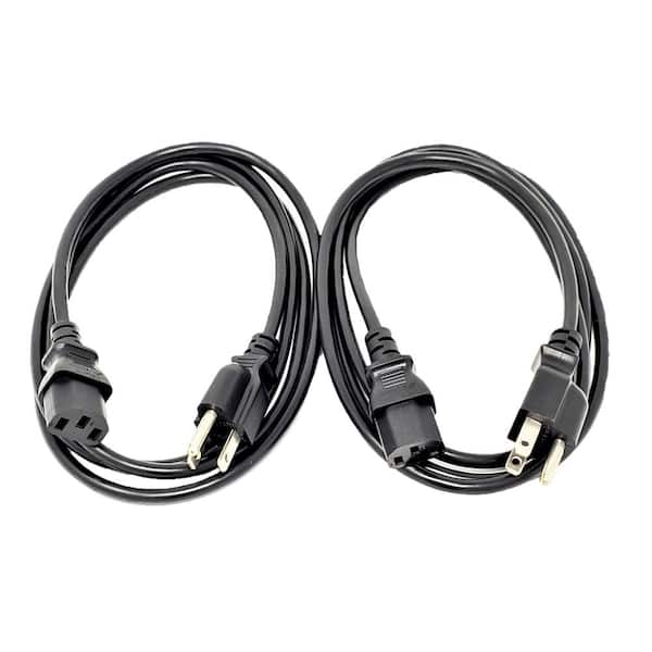 Micro Connectors, Inc 15 Feet Universal AC Power Cord UL Approved NEMA 5-15P to C13 Black/ 2-Pack