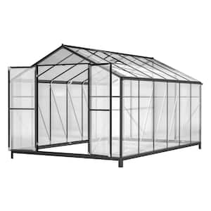 8 ft. x 12 ft. Outdoor Aluminum Large Walk-in Heavy Duty Polycarbonate Greenhouse, Double Doors, Ventilation Windows