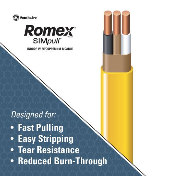 Southwire 50 Ft 12 2 Solid Romex Simpull Cu Nm B W G Wire 22 The Home Depot