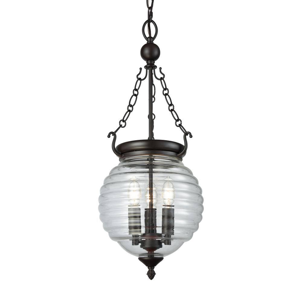 Titan Lighting Crosswell 18 Light Oil Rubbed Bronze Chandelier with Clear  Beehive Glass Shade TN 4718467   The Home Depot