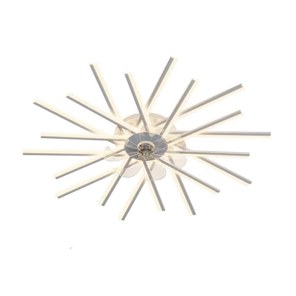 FIRHOT 45 in. Integrated LED Indoor White Ultra Quiet DC Motor Flush Mounth Ceiling Fan with Light and Remote Control
