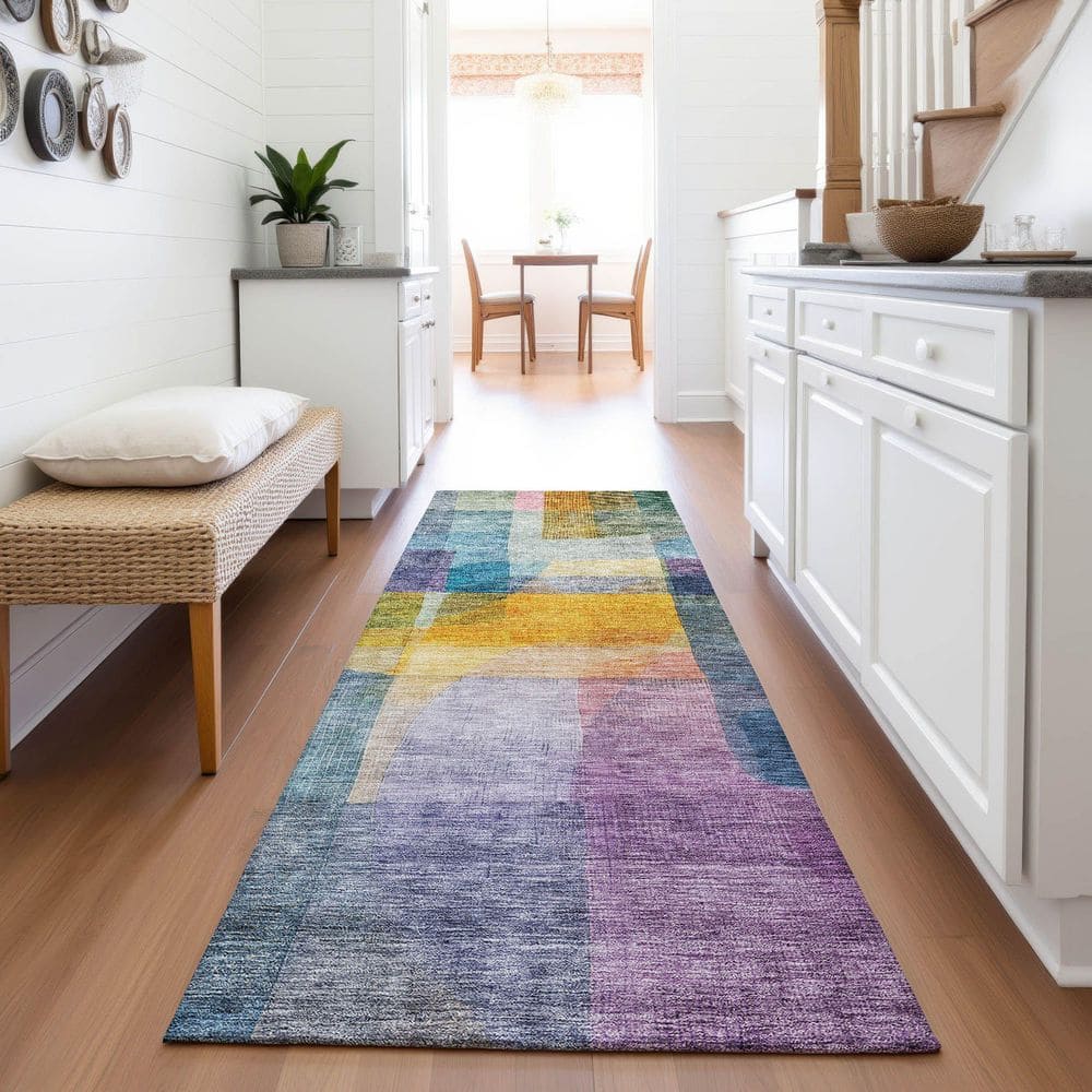 Mayfield Premium Machine Washable Abstract AMF1113 Blue 2 ft. 3 in. x 7 ft. 6 in. Runner Rug price history on PriceWatchPro