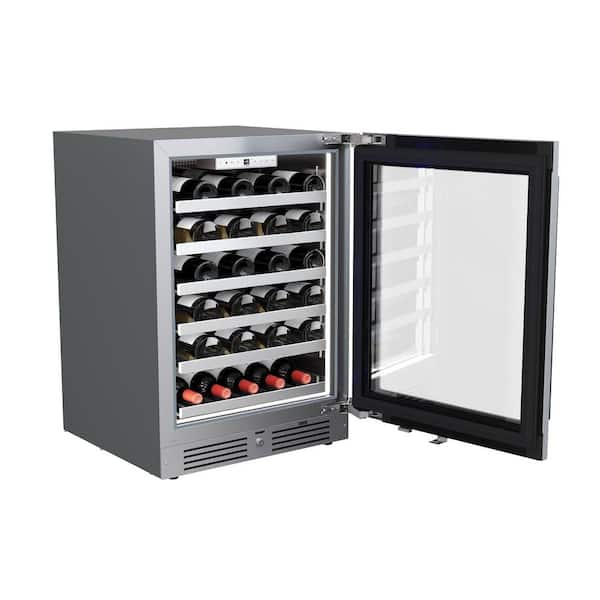 24 in. 45-Wine Bottles Wine Cooler in Wood Grain