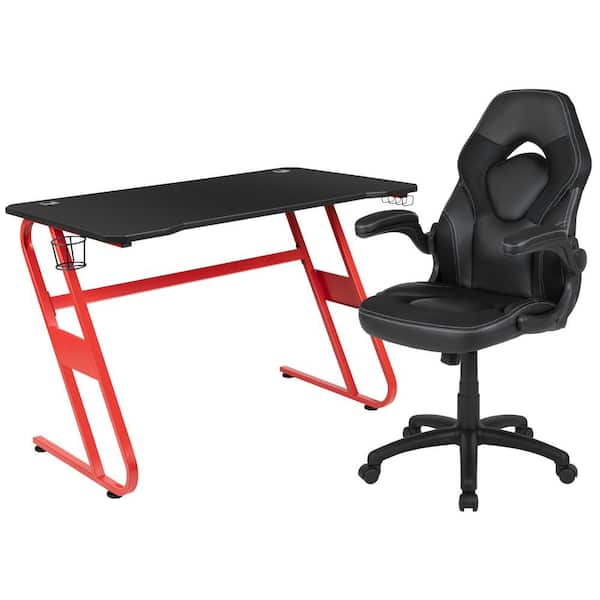Carnegy Avenue 51.5 in. Red Gaming Desk and Chair Set