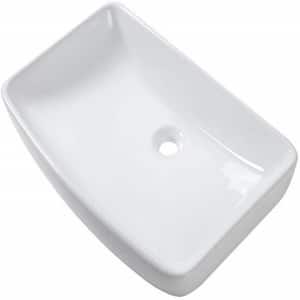Ami Bathroom Ceramic 24 in. L x 15 in. W x 5 in. H Rectangular Vessel Sink Art Basin in White