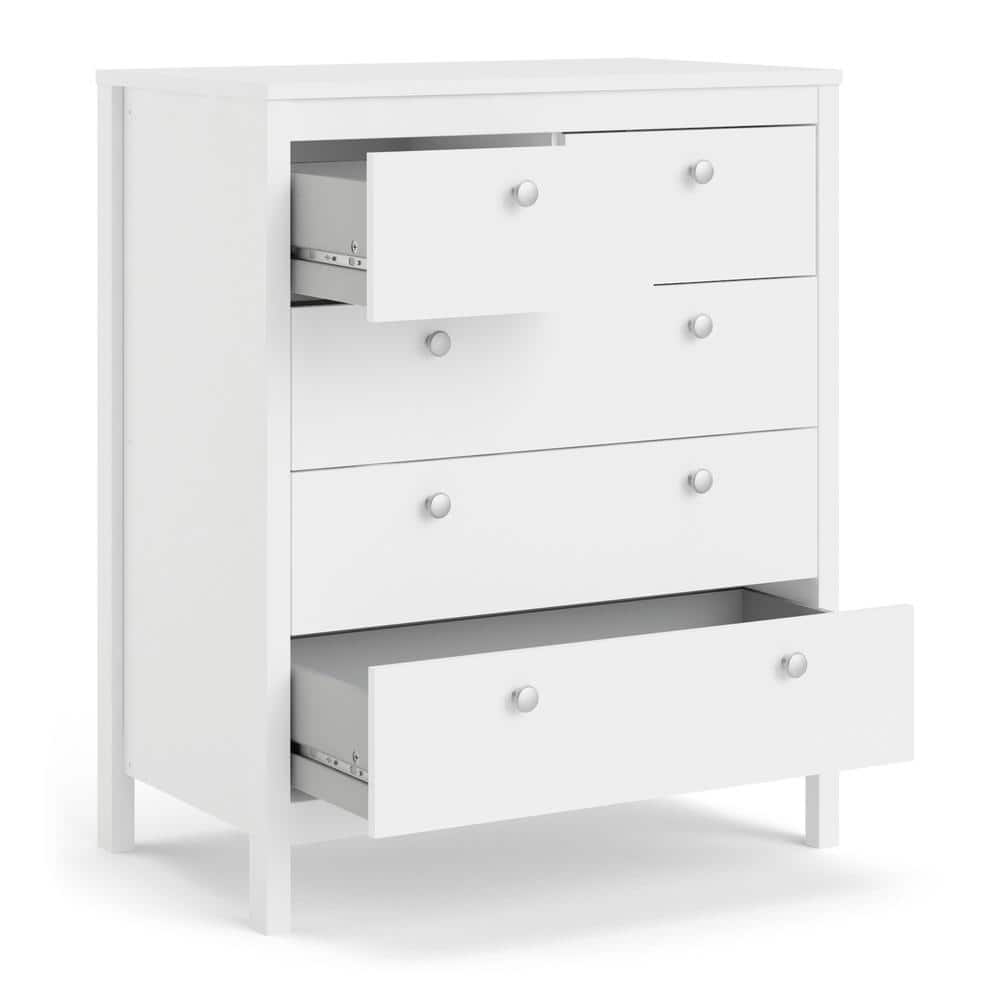 Madrid Mid-Century White 5-Drawer Chest with Dovetail Design